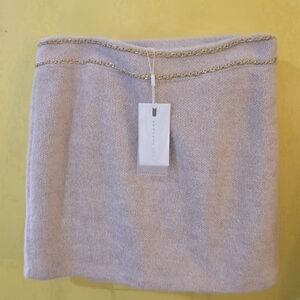 Endless Rose Light Cream Skirt with Gold Chain Accent